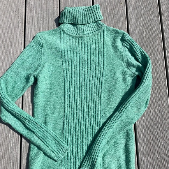 Sundance Sweaters - Sundance heathered seafoam green cotton blend ribbed cowl turtleneck sweater S
